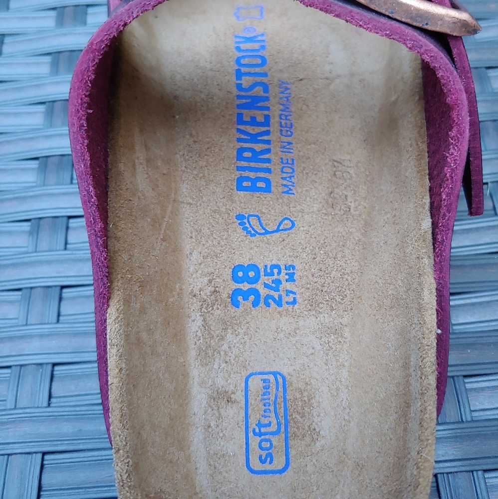 Birkenstock Arizona 38 Burgundy Red Leather Sandal - Picture 5 of 7